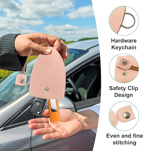 Miniatura 3 de Augeny 2 fundas para llaves de automóvil, bonita funda extraíble para llavero, de piel sintética, soporte protector de gran capacidad, accesorios