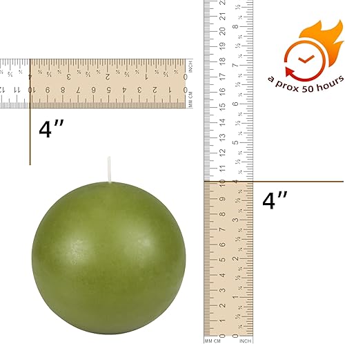 Vista 6 de Zest Candle Velas de bola de 2 piezas, 4 pulgadas, verde salvia