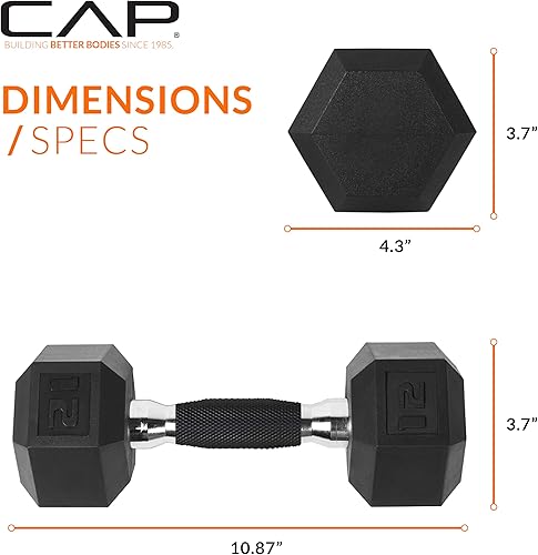 Miniatura 4 de CAP Barbell Coated Hex Dumbbell Weight - Single 10-120 lbs Multiple Options
