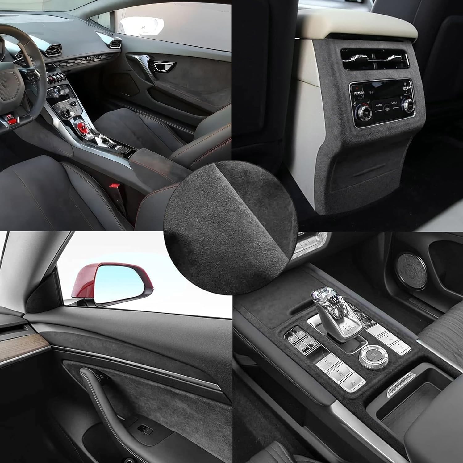 Tissu en microfibre autocollant pour cockpit, aspect daim, cuir synthétique, aspect daim extensible, tissu velours, 300 x 150 cm (gris neutre)