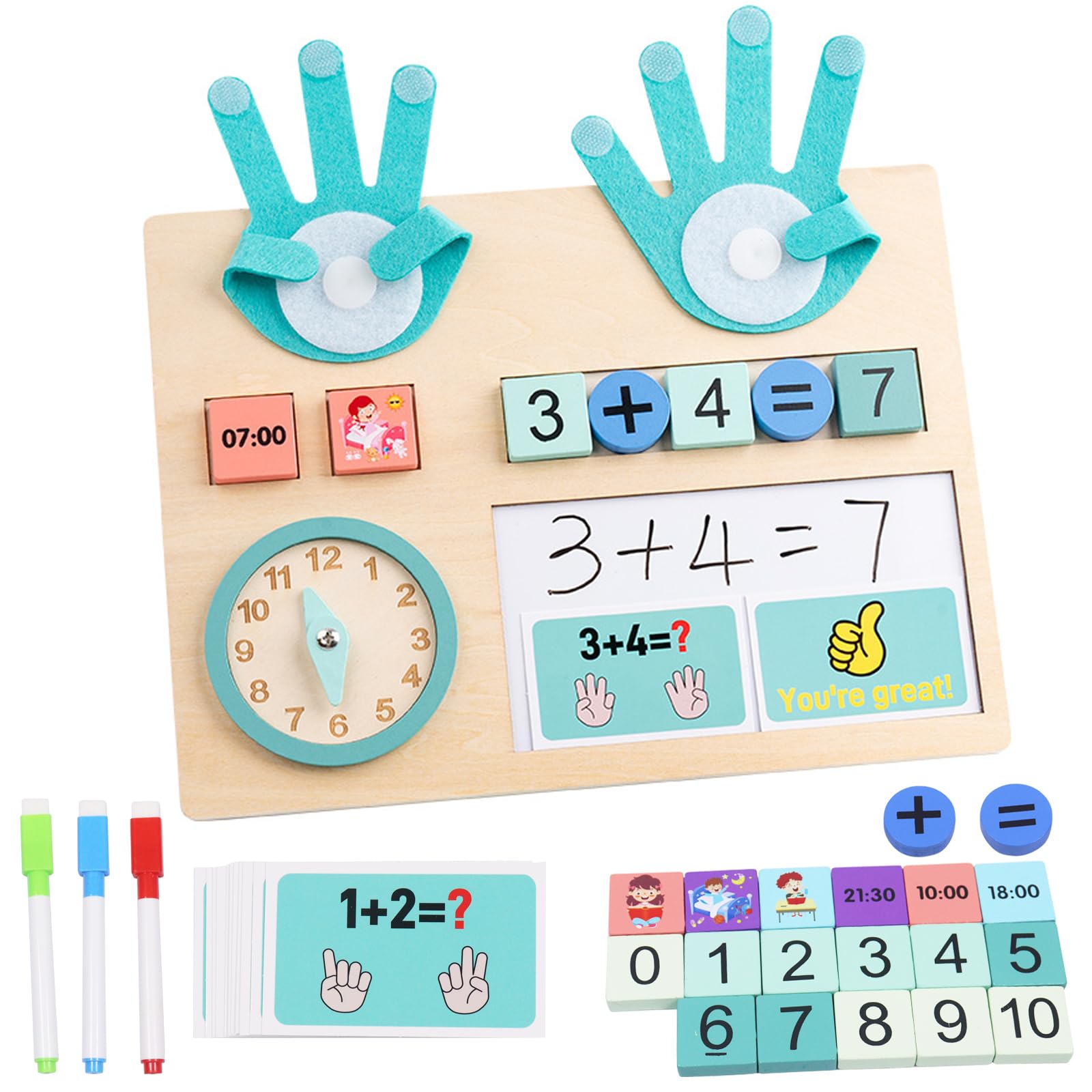 Montessori zabawka drewniana, matematyka do liczenia palców, zabawka edukacyjna, matematyka, nauka liczenia