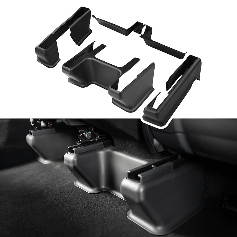 Capas Protetoras para Trilho sob o Banco Tesla Model Y Juniper 2025–2026 TPARTS TP538, TPE Preto, Kit com 5 peças