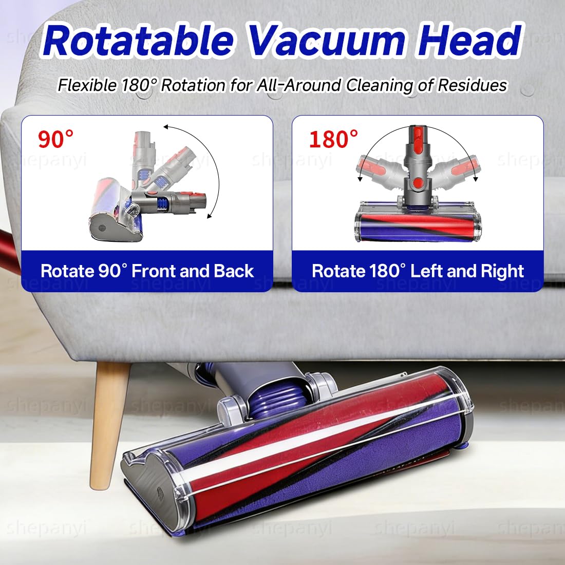 Cabezal de Cepillo de Rodillo Suave–Piezas de Repuesto de Cepillo Softwalze Compatibles para Dyson V7,V8,V10,V11,V15 y Modelos SV–para una Limpieza Suave de Suelos Duros.