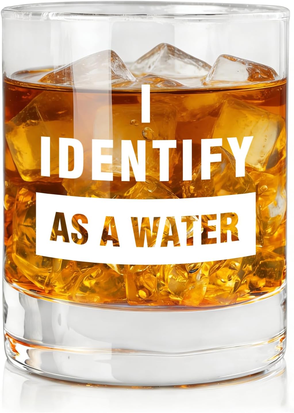 Zunaked Funny Gifts for Men - I Identify As A Water 11 oz Whiskey Glass, Fathers Day Gift Gag Birthday Gifts for Men, Dad, Husband, Brother, Cowker