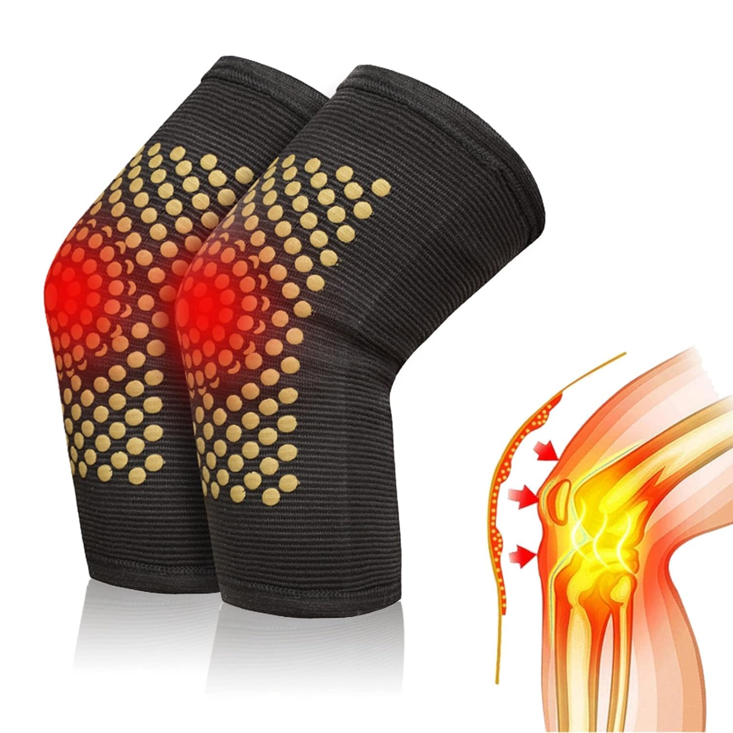 Ginocchiere Autoriscaldanti, Ginocchiera Riscaldata, Ginocchiera Autoriscaldante, Ginocchiere Autoriscaldanti in Tormalina, Massaggiatore Gambe, Ginocchio Riscaldato per Alleviare lo Stress, 1 Paia