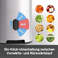 AMZCHEF Két csigás gyümölcsléprés kézmentes betöltéssel 126 mm nyílással nagy kapacitás egész gyümölcsök és zöldségekhez 8