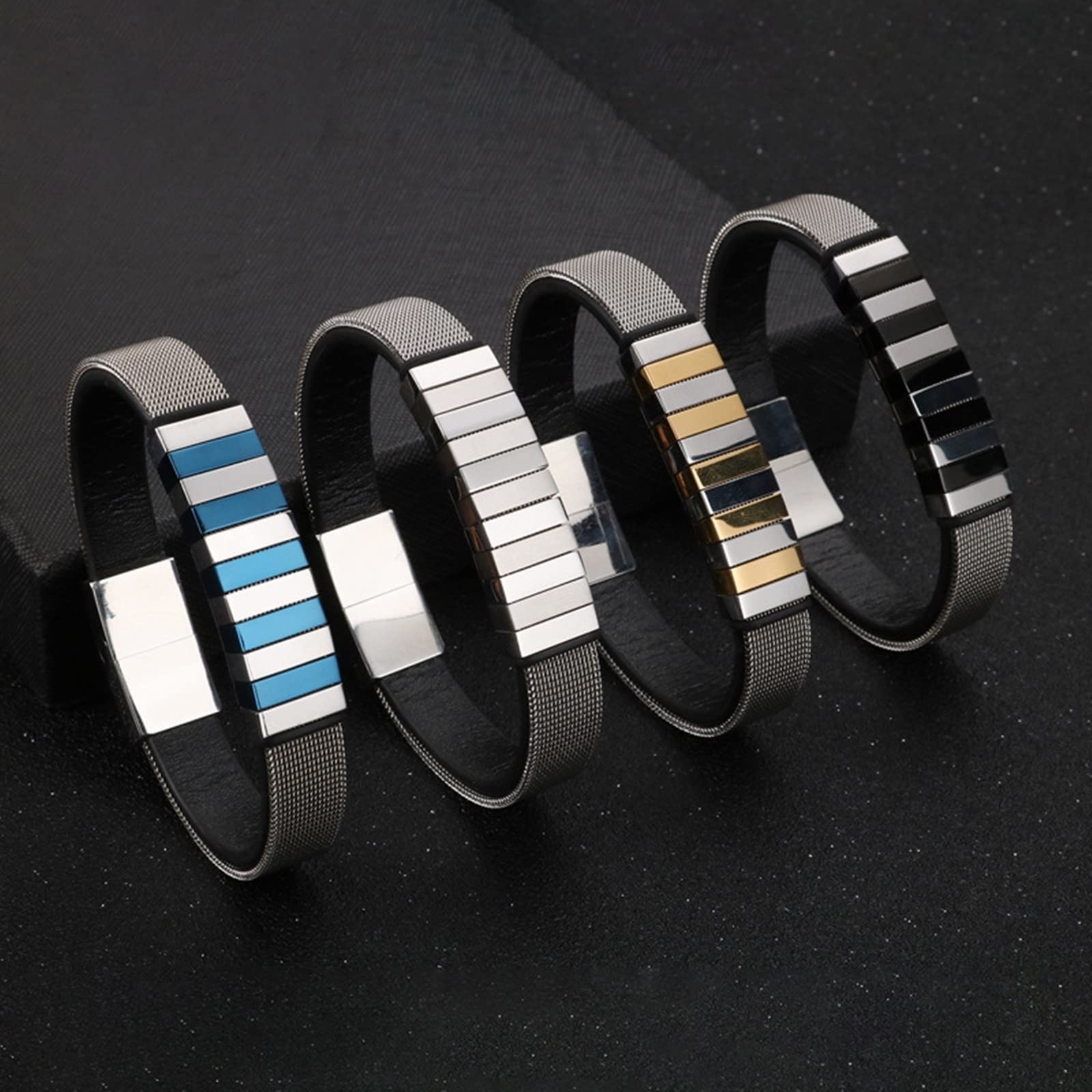 Gothic Armband, Armband Leder Edelstahl Retikulation Versprechen Schmuck Geschenk für Jungen