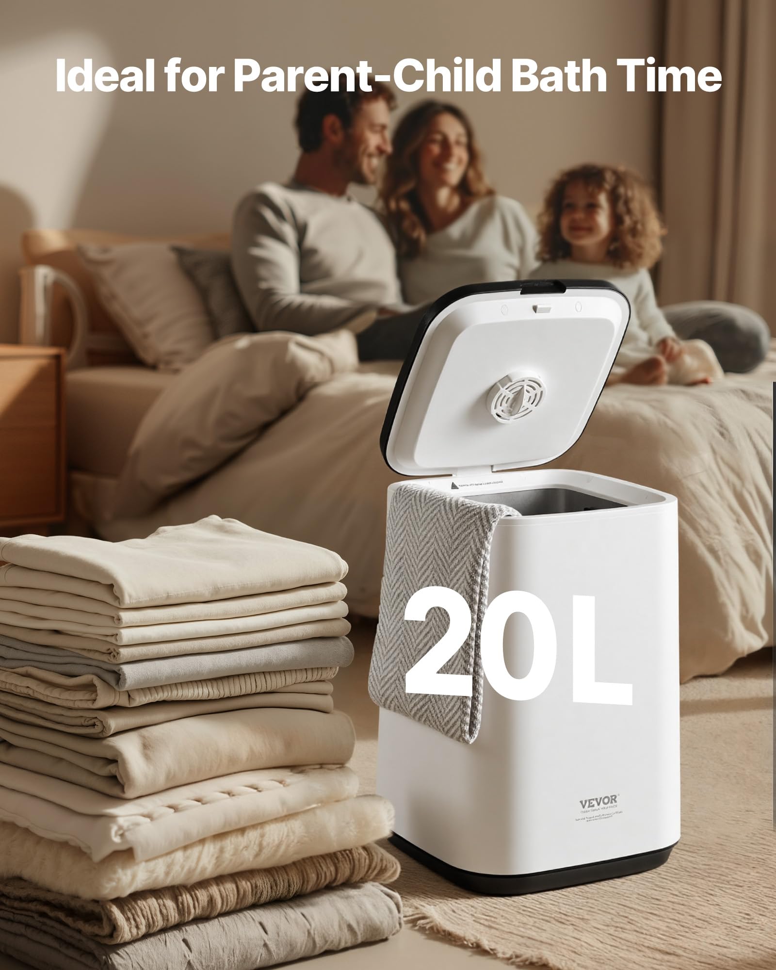 VEVOR Scaldasalviette 20L con Schermo LED Timer Regolabile Spegnimento Automatico Bianco