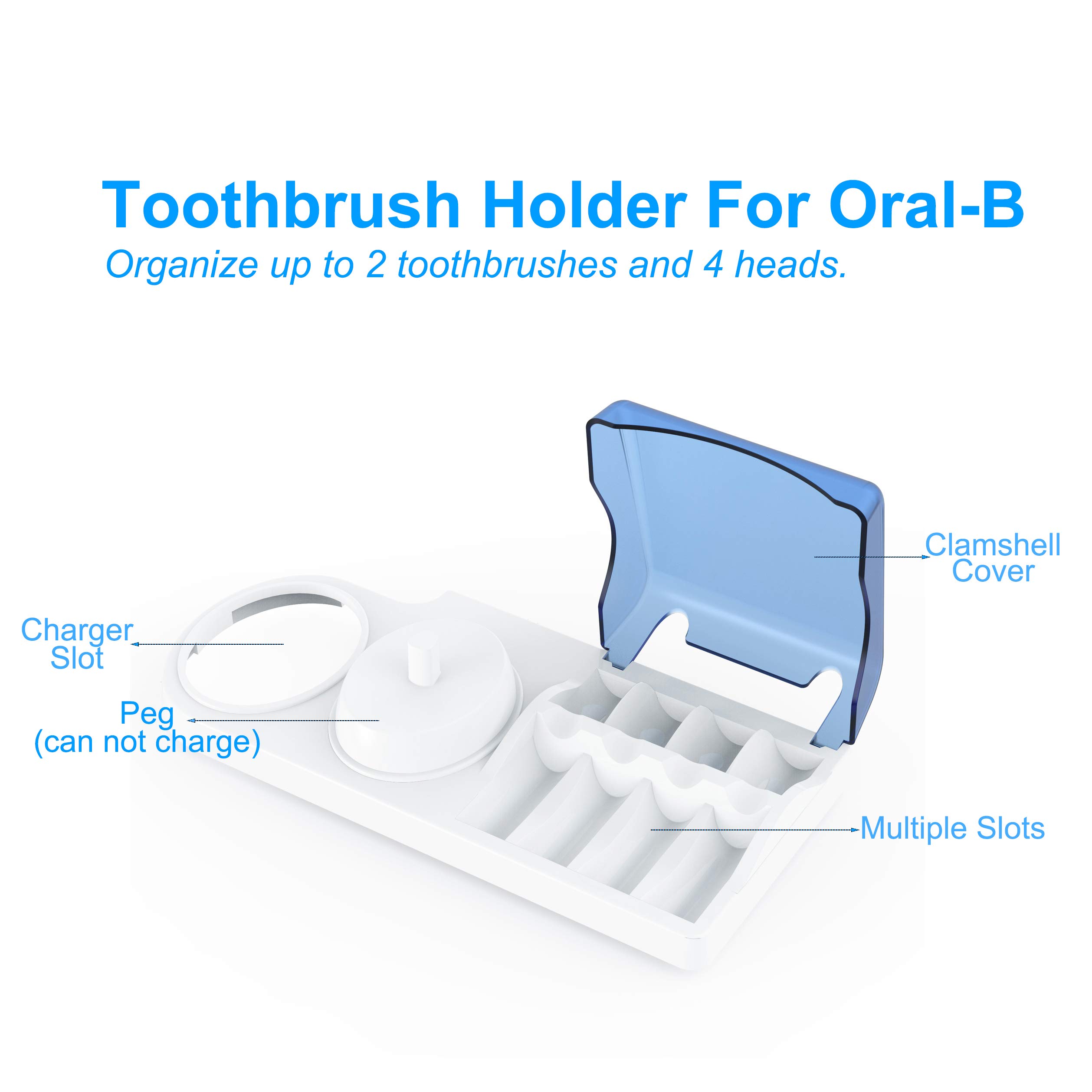 Portaspazzolino per spazzolini elettrici. Supporto Poketech per spazzolino Oral B, 4 testine e un caricabatterie.