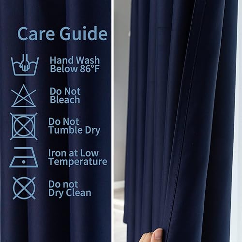 Miniatura 7 de Pickluc Cortina opaca azul marino para sala de estar, cortinas de bloqueo de luz con ojales, aislamiento térmico, reducción de ruido, 52 pulgadas de