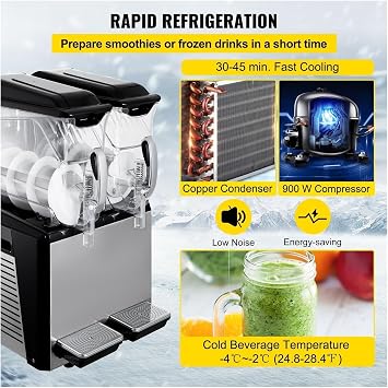 10L 20L 30L Slushie Machine Commercial Ice-Cool Juice Smoothie Slush Maker Frozen Drink Dispenser Vending for Home for Beginners DIY(10L (liquefied Gas))