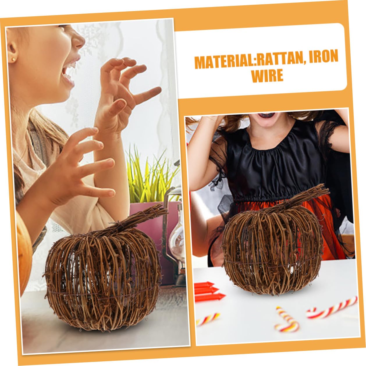 2stücke Rattandekor Herbstkürbis Geflochten Aus Rattan Kleine Dekorative Kürbisse Für Tischdekoration Festlicher Schmuck Für Halloween Und Erntedankfeiern