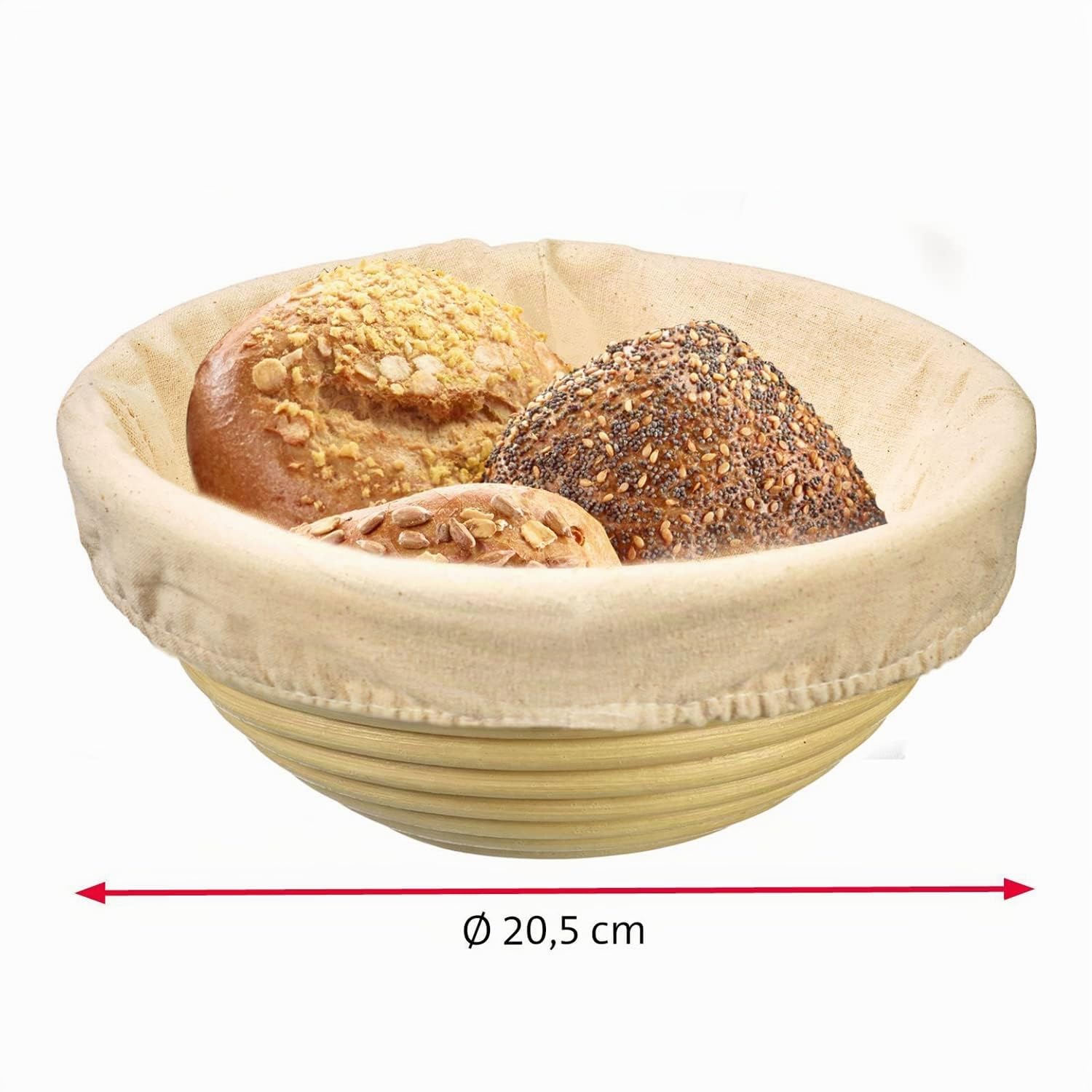 Westmark 3207227B Lot de 2 paniers de fermentation ronds + housse en osier et coton Beige clair/beige, Rond
