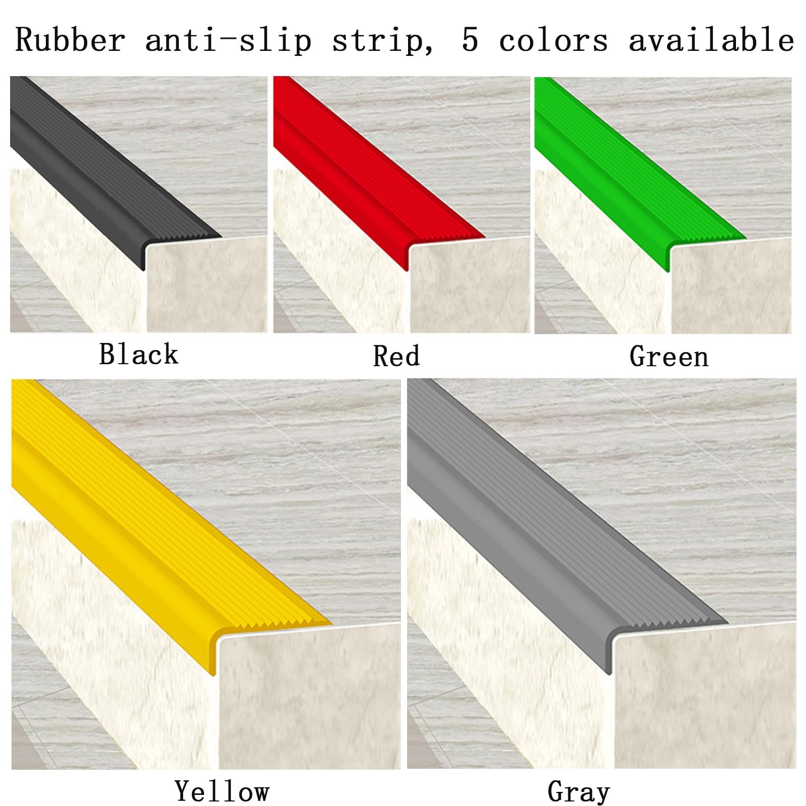 Perfil de Vinilo para escaleras, Cinta Antideslizante para peldaños de escaleras Exteriores, moldura de Borde, Tira Protectora de Esquinas de Seguridad, Tiras Protectoras para escaleras y pi