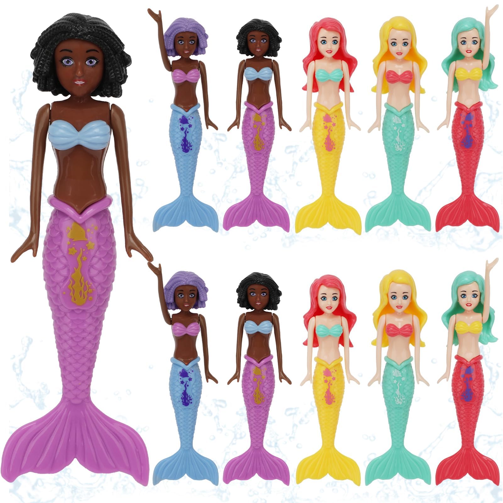 HEYTIMI 10 Pack Dive Mermaids Underwater Diving Pool Toys Mermaids Bath Toys Sinking Toys Swimming Pool Games for Toddlers Kids Girls Ages 3-12 (Black