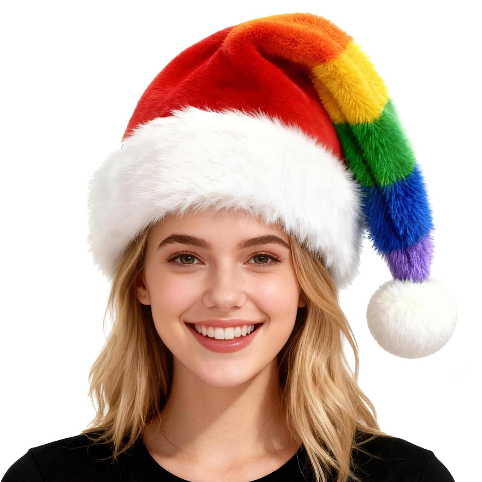 Bnikion Christmas Santa Hat Xmas Hat for Unisex Adults Women Men Thicken Velvet Comfort Warm New Year Hat