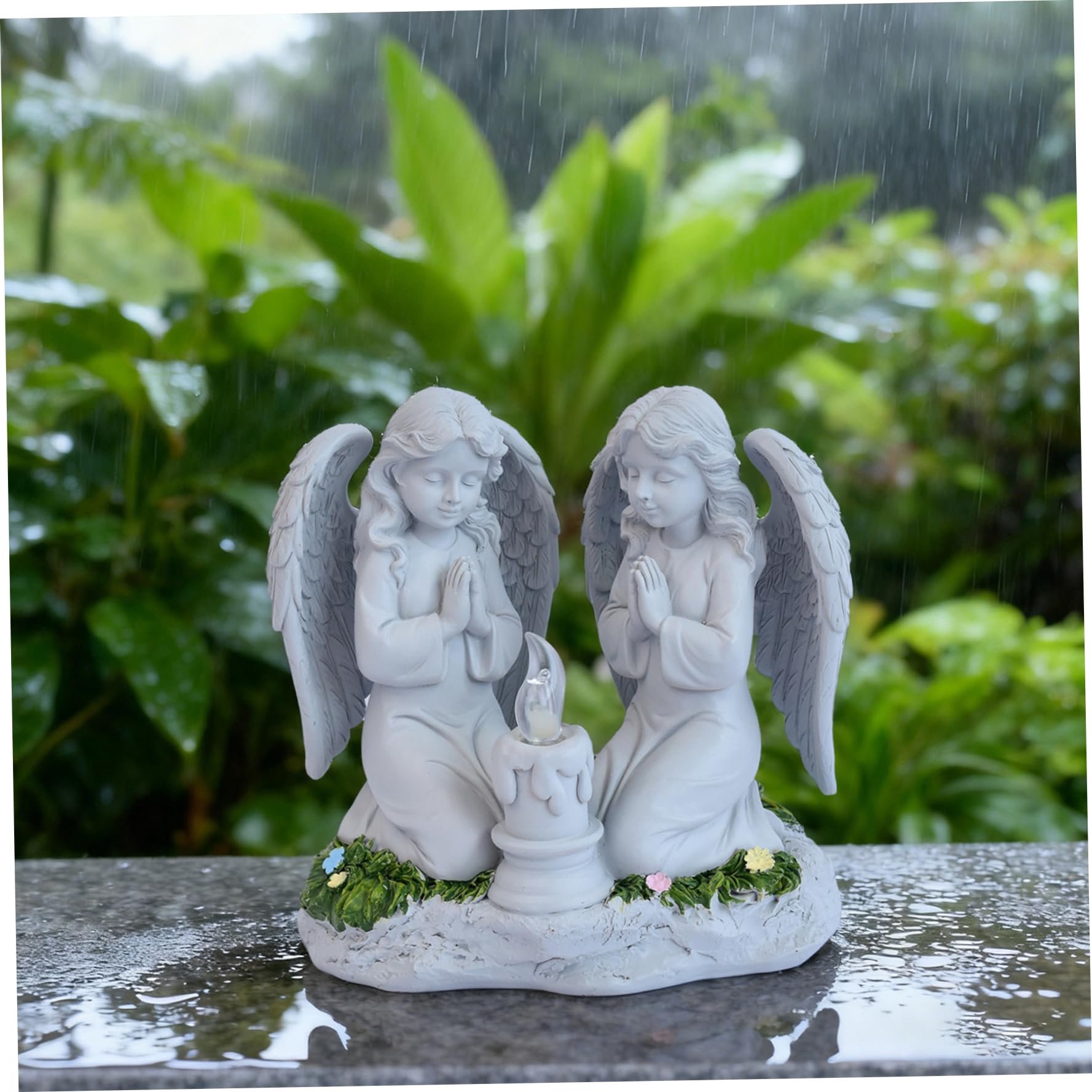 Statue di angeli Angelo che prega Luci solari Giardino esterno Statue da giardino in resina per cortile Patio Prato cimitero 6, 5x6, 5x4, 9 pollici Stile 2, Luci solari per esterni