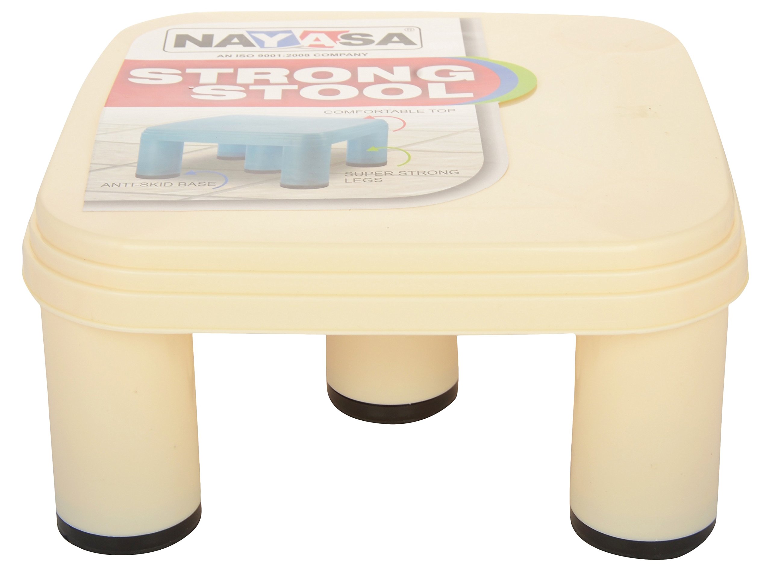 Nayasa Strong Plastic Stool for Home | Anti Skid, Light Weight & Durable | Plastic Stool for Sitting | Sturdy & Portable Stool for Home | Yellow (516)