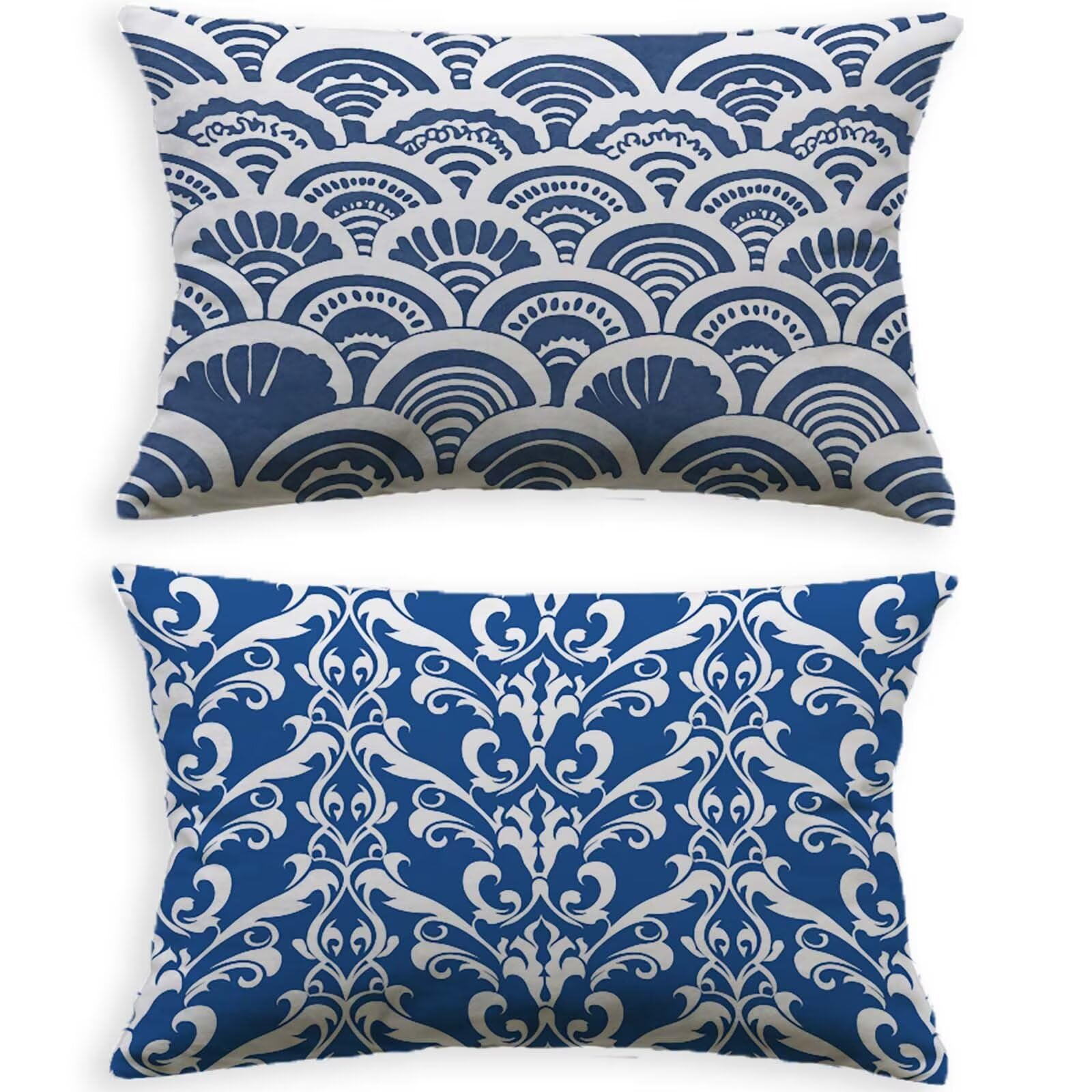 Coussin bleu marine 40x80cm rectangulaire pour soulager les lombaires sur le canape