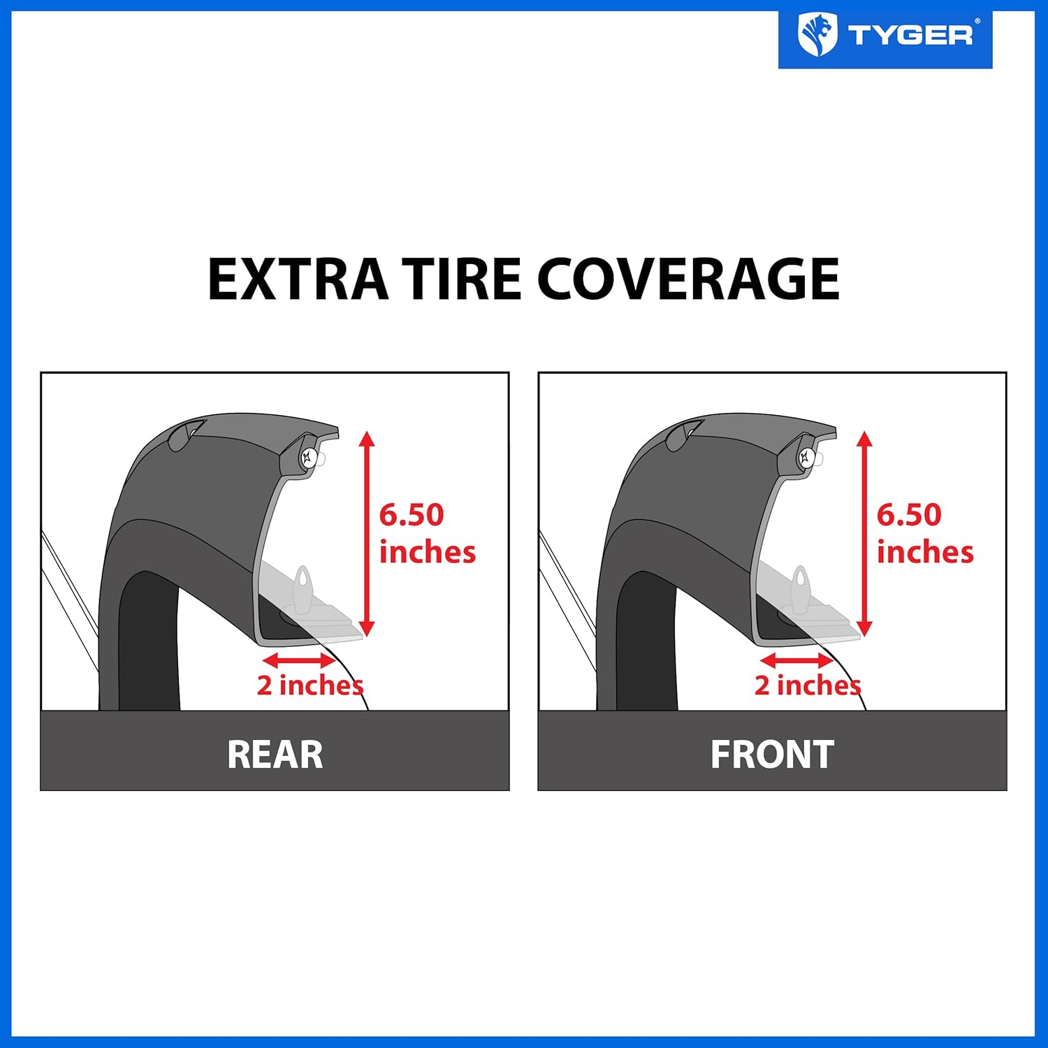 Tyger Auto Fender Flare Compatible with 2008-2010 Ford F-250 F-350, Smooth Textured Black Paintable Bolt-Riveted Style 4pc | TG-FF8F4688