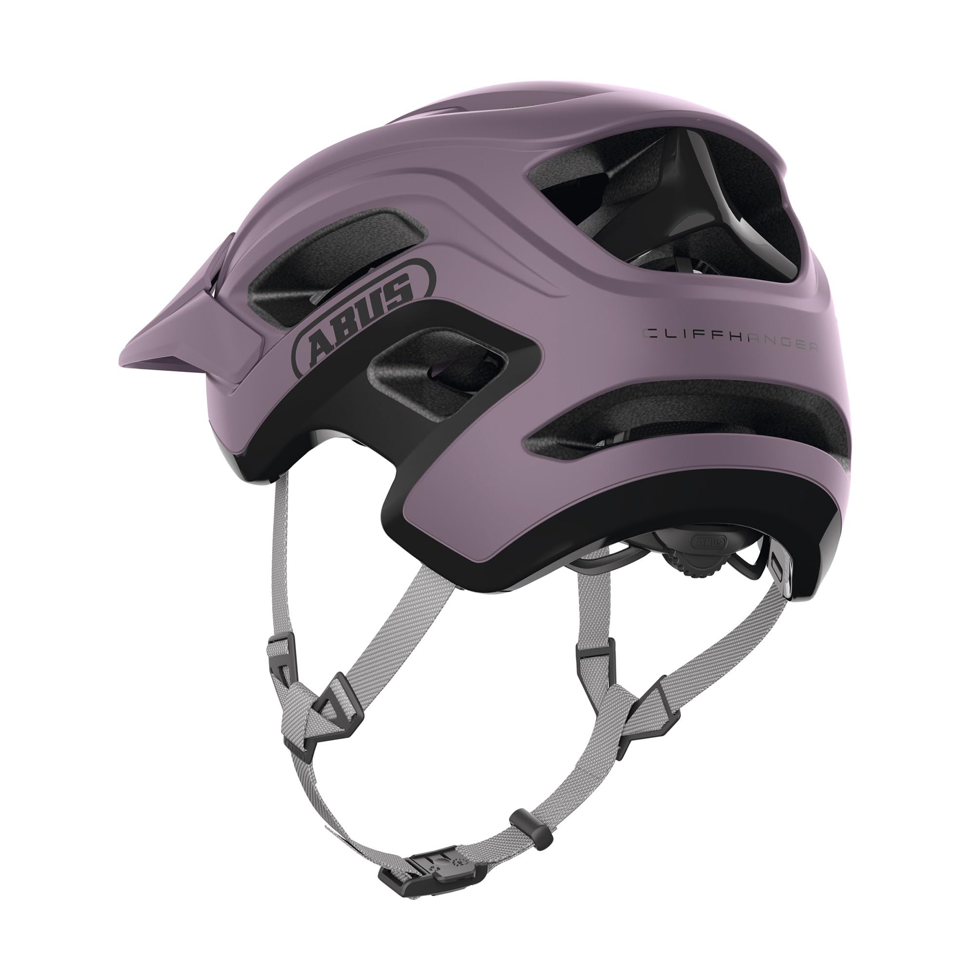 ABUS Cliffhanger Casco MTB de Bicicleta, Ash Purple, M | Casco MTB para Singletrail y Enduro, cierre magnético, visera ajustable, almohadillas lavables