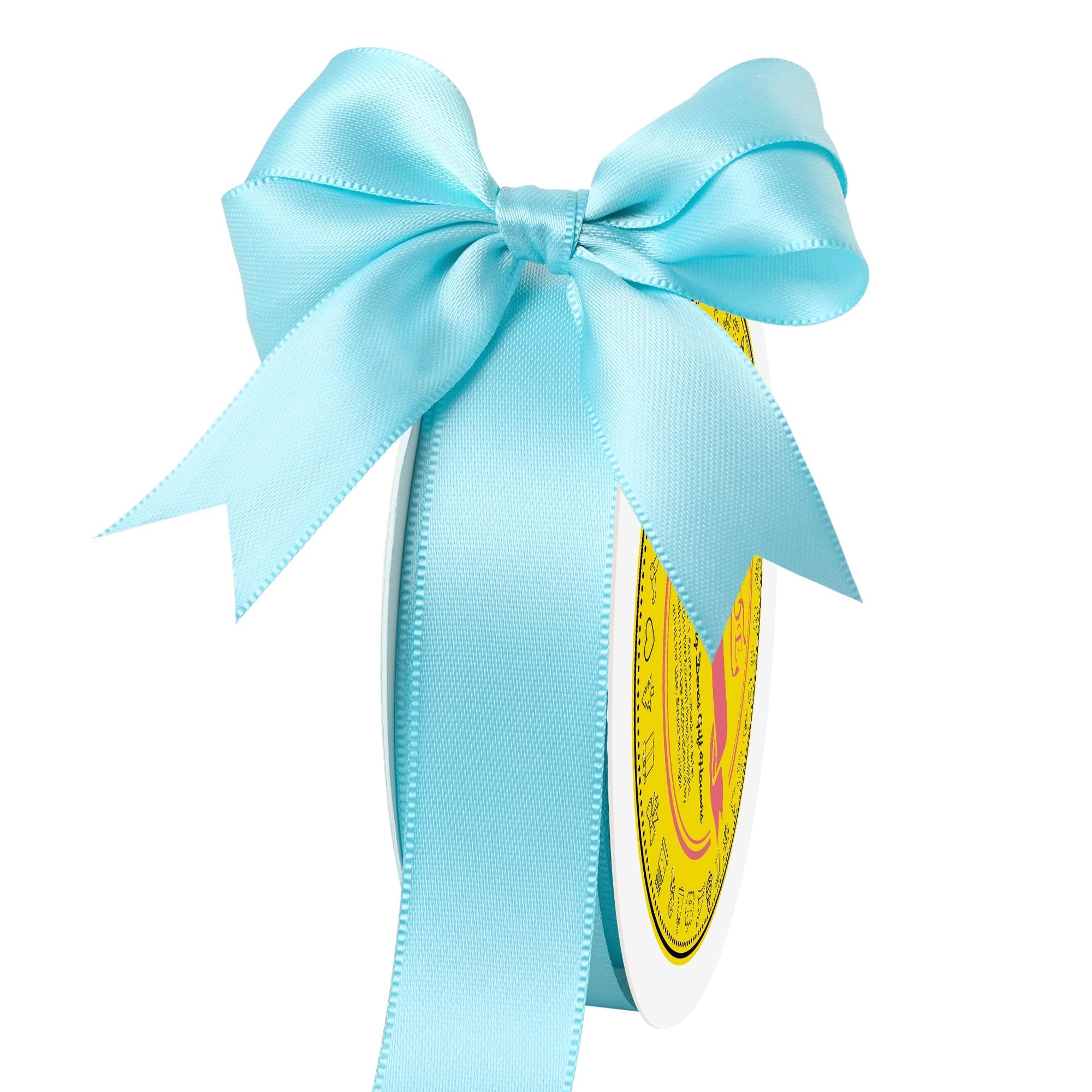 Double Face Blue Topaz Satin Ribbon 7/8 Inch x 25 Yards Polyester Ribbon for Gift Wrapping Easter Weddings Party Decorations Hair Bows Invitations
