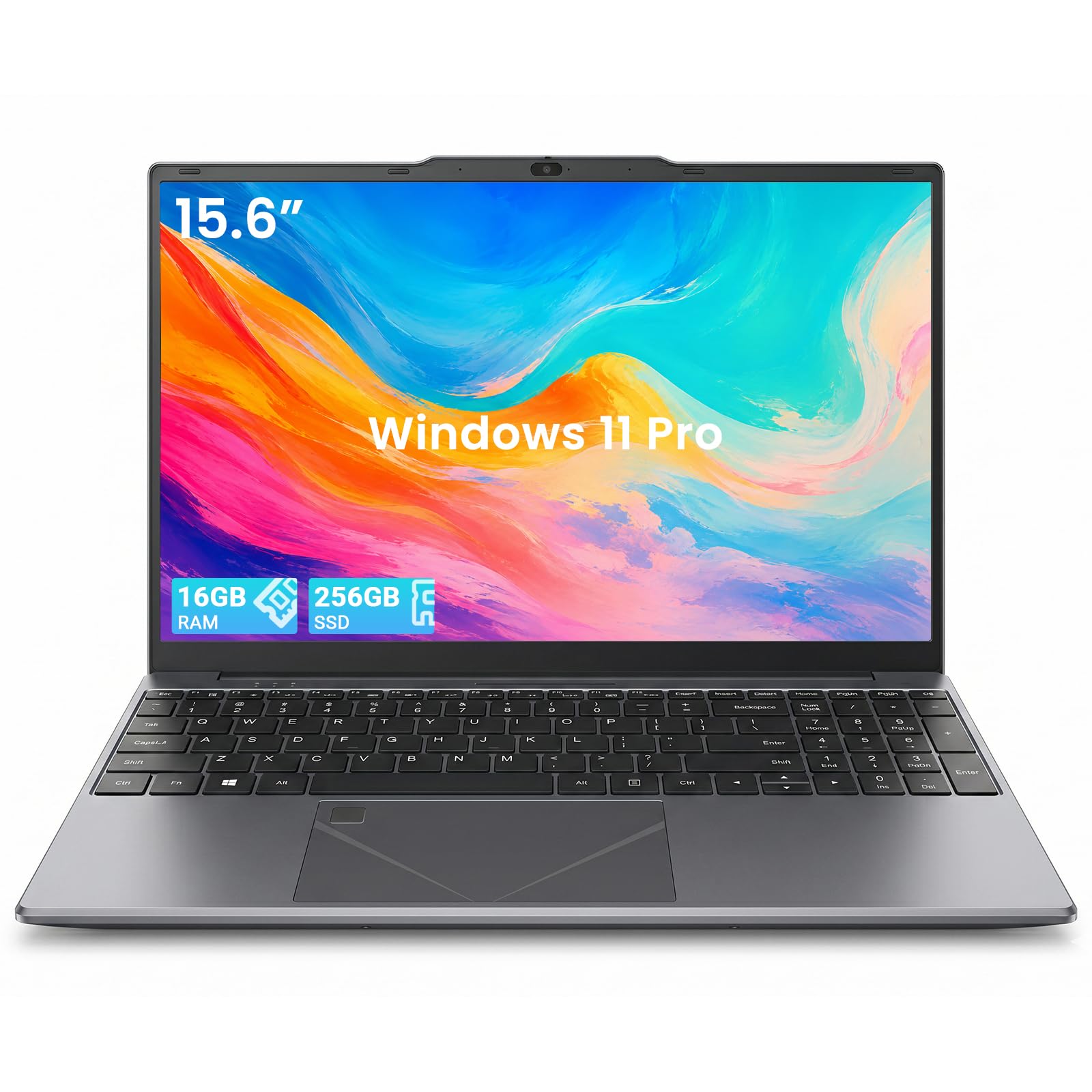 2026 PC Portatile 15.6", Core i5-6200U (fino a 2,8 GHz) Laptop, 16GB Dual-Channel DDR3 256GB SSD, Win 11 Computer Portatile per Studenti con Impronta digitale, Tastiera retroilluminata