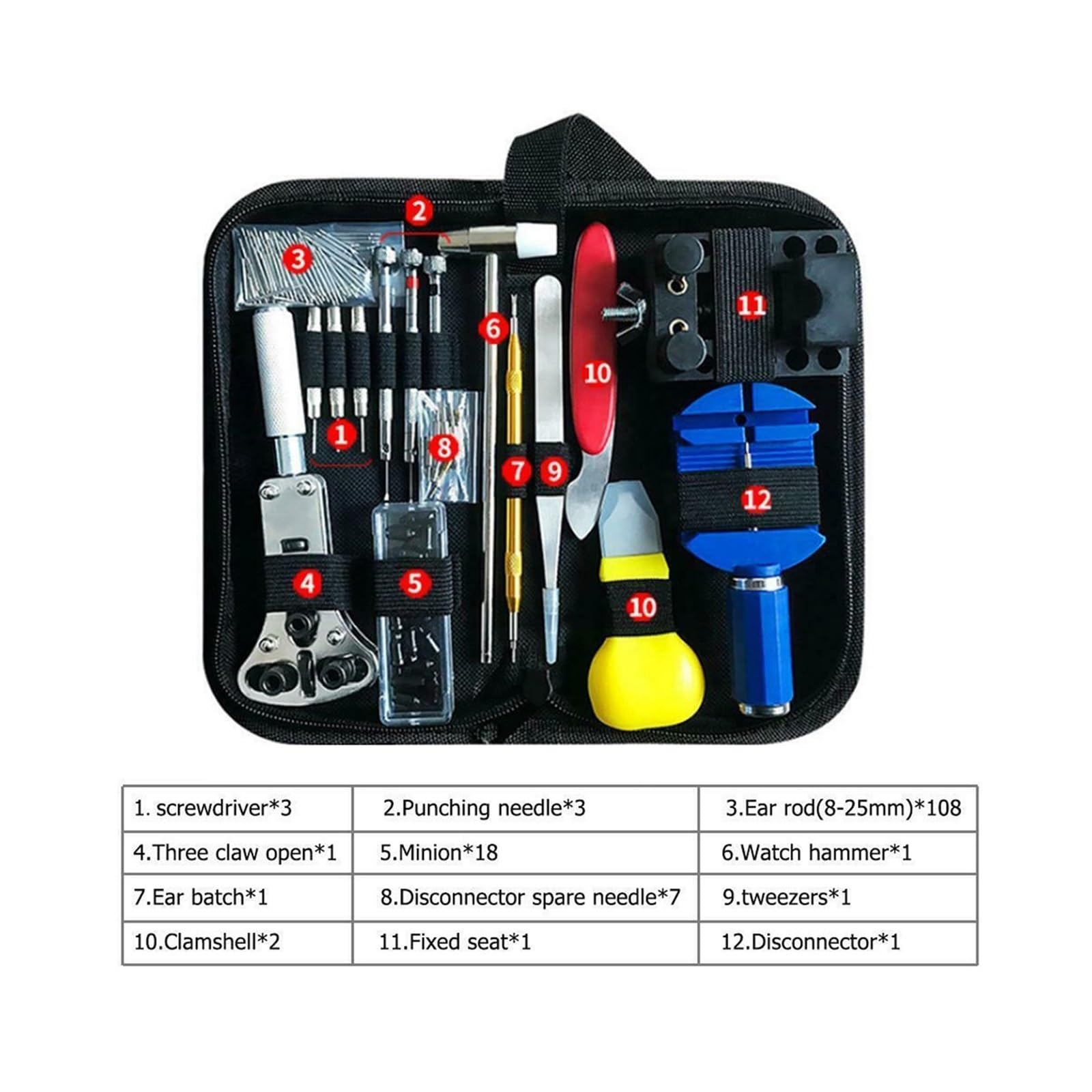 Generisch Uhren-Reparatur-Werkzeug-Set, Uhrmacher-Gehäuseöffner, Verbindungsstift, Federsteg-Entferner, Ersatz-Armband-Nadel-Set