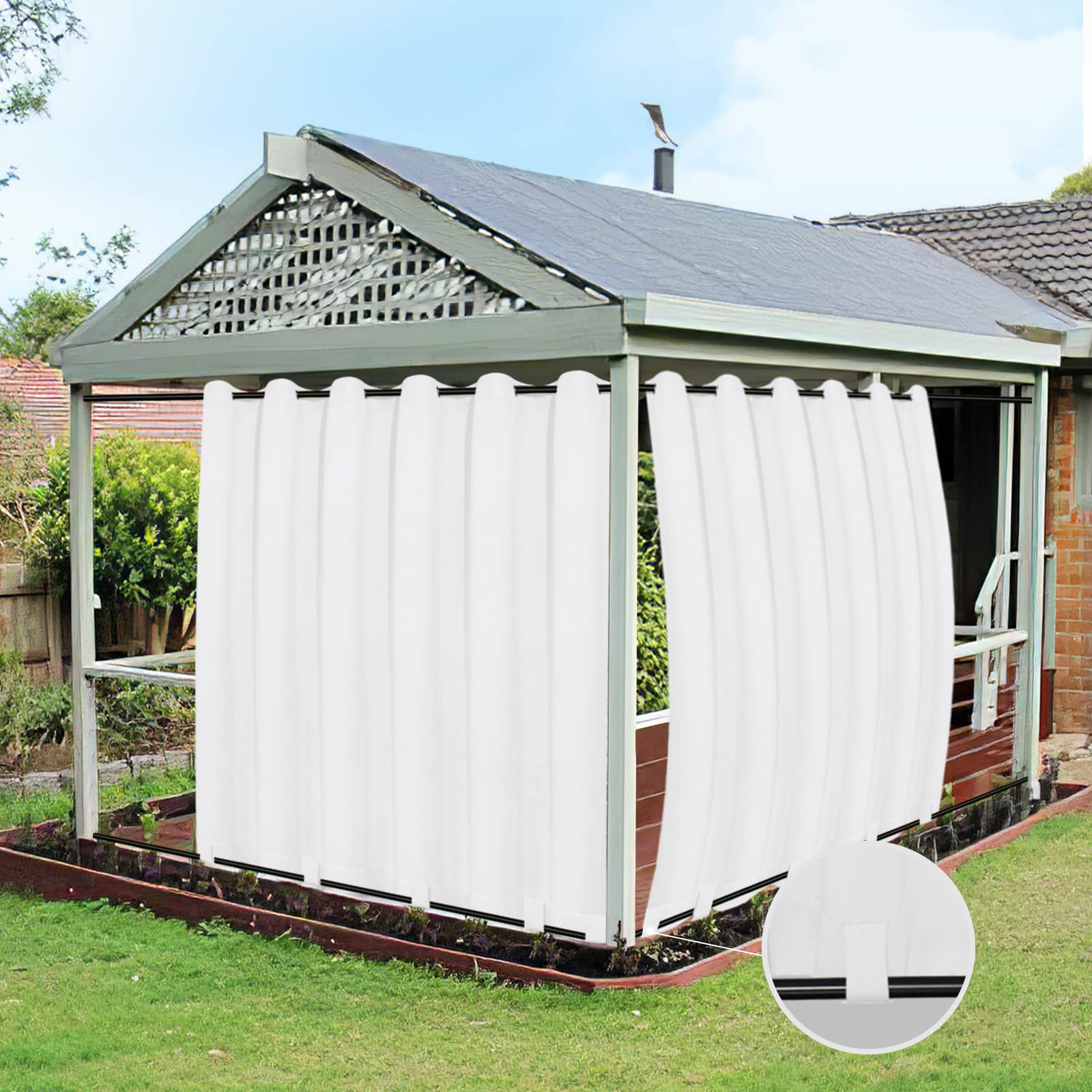 Easy-Going Outdoor Curtains for Patio 1 Panel, 110x84 inch, White