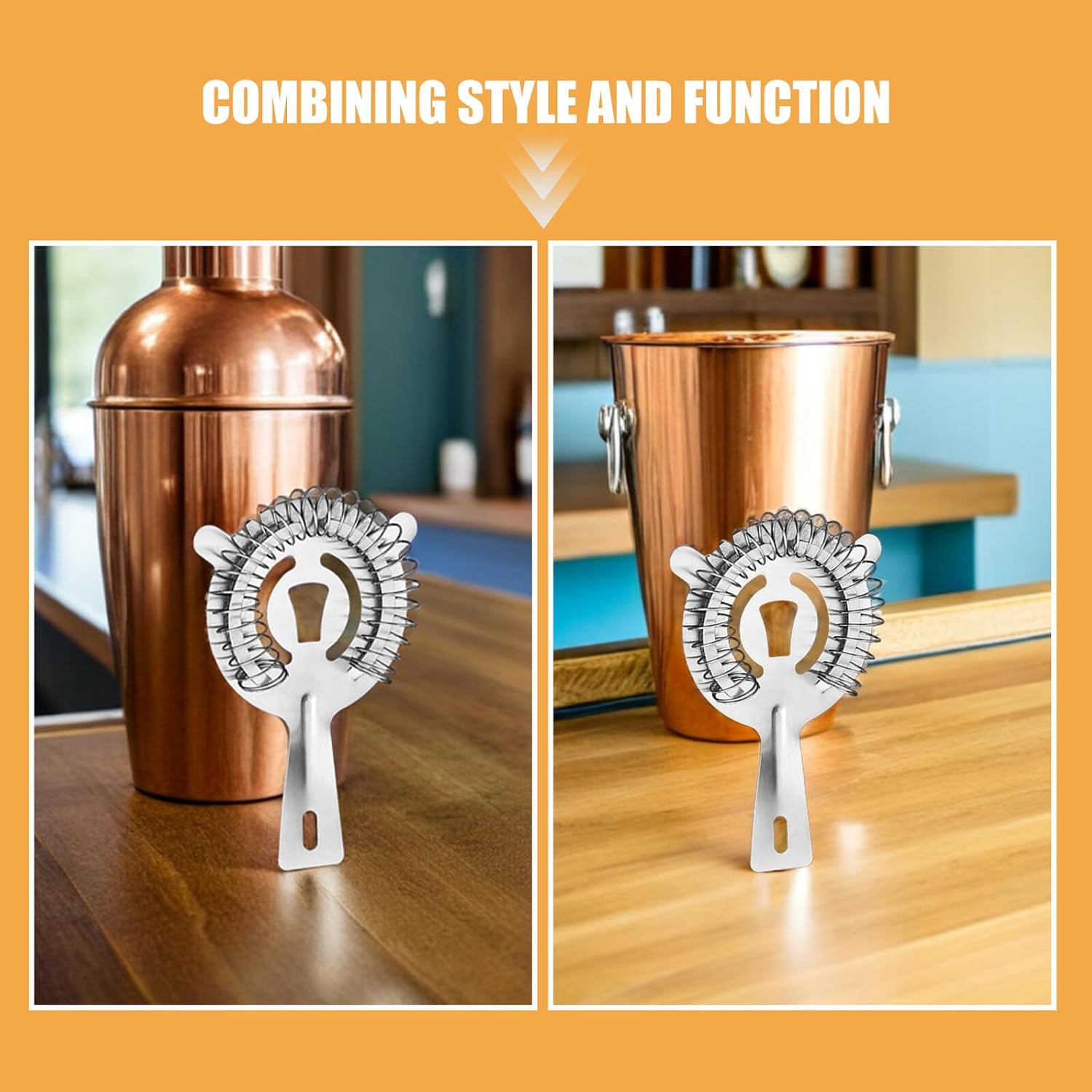 6 Pcs Stainless Steel Cocktail Strainers Fine Mesh Bar Sieve Drink Strainer Set for Bartenders Home Bar Ice Filtering and Mixing