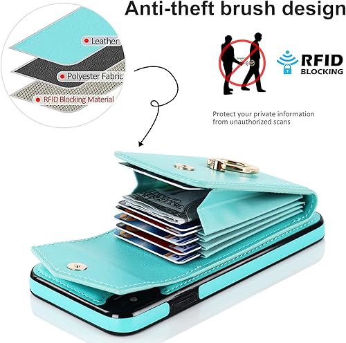 Miniatura 8 de Asuwish Funda de teléfono para iPhone XR 6.1 con protector de pantalla de vidrio templado y anillo de bloqueo RFID, tarjetero para celular iPhoneXR