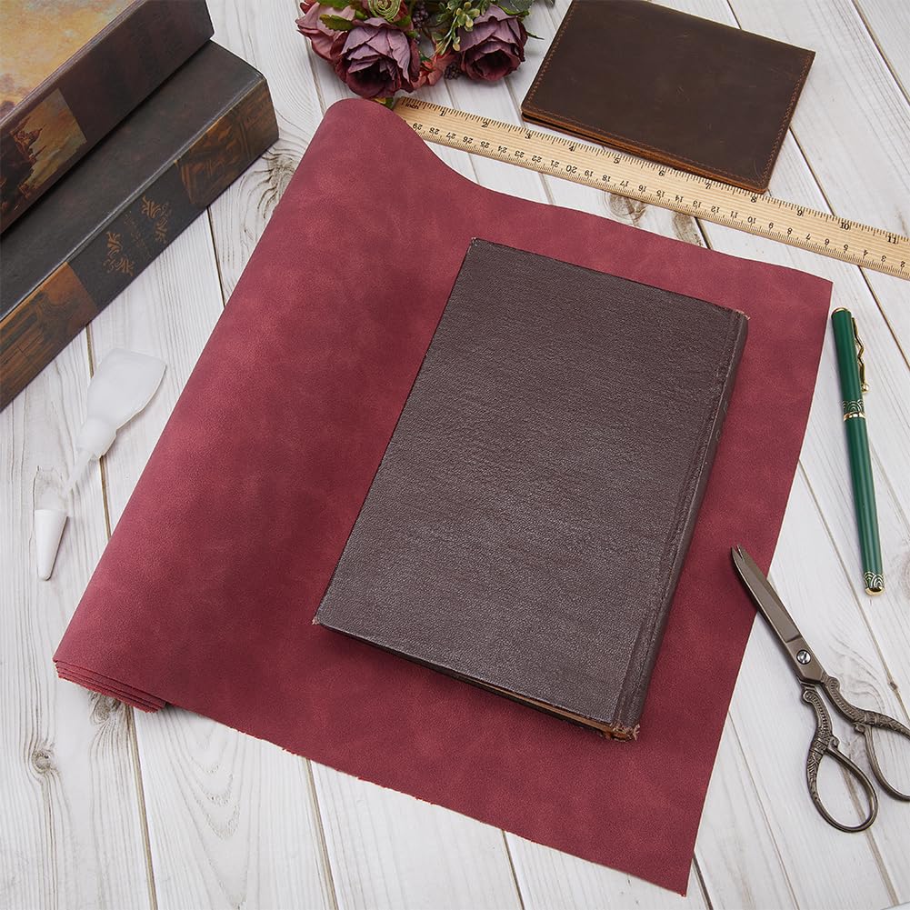 craspire 51 x 11.8 Zoll Buchtuchstoff Wildlederstoffoberfläche Vliesbasis Dunkelrot Für Bücher Bindung Schutzfolie A4 A8 Buchumschlag Album Scrapbooking DIY Buchtuch Buchbindebedarf
