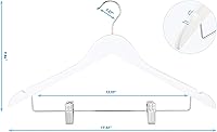 Vista 2 de TOPIA HANGER Perchas de madera para trajes con clips de metal ajustables (paquete de 10), perchas de madera lisa maciza, gancho giratorio de 360