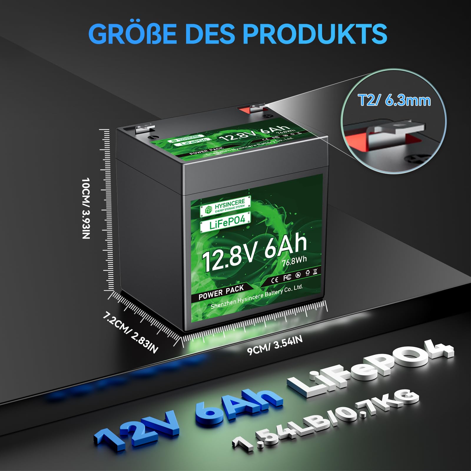 Batterie au lithium LiFePO4 12 V 6 Ah avec protection intelligente BMS 10 A, batterie rechargeable 3000 + cycle profond pour camping-cars, éclairage de secours, camping, sondeur, tondeuse à