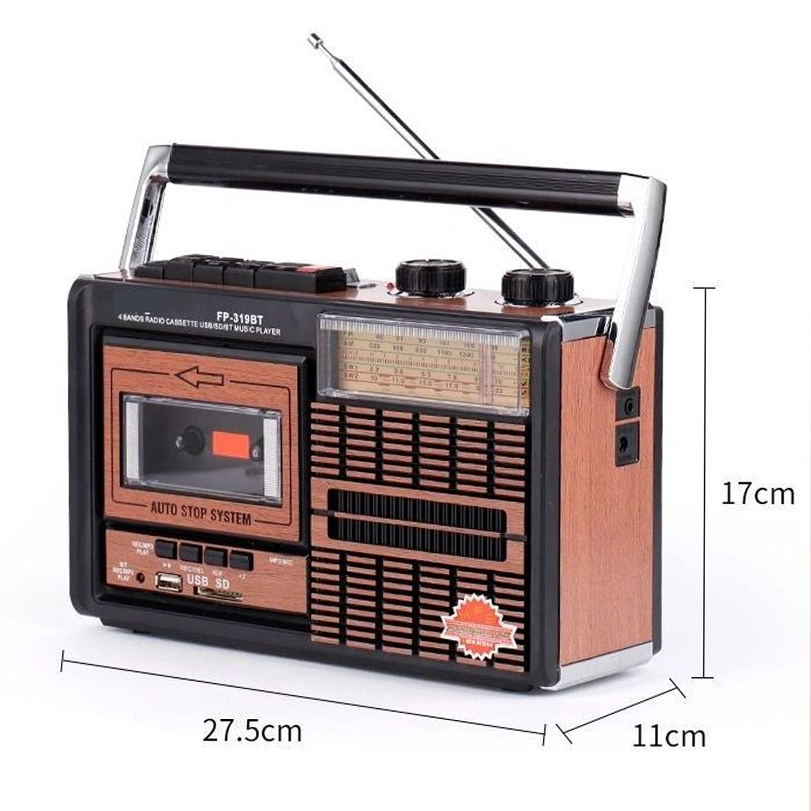 HIOD Grabadora de Cinta Retro Radio Portátil de Banda Completa para Estudiantes Mayores Inalámbricos Bluetooth U Disk Transcripción Radio Multifunción