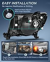 Vista 7 de Ensemble de phares Nilight para 2005 2006 2007 2008 2009 2010 2011 Toyota Tacoma Faro de repuesto Carcasa negra Reflector ámbar
