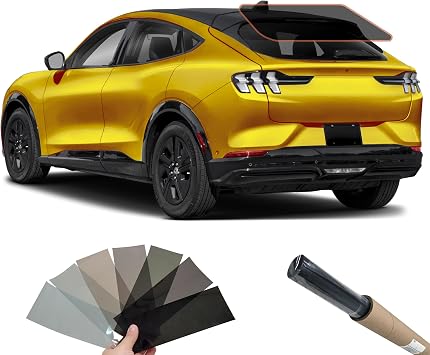 DIY MotoShield Pro 2mil Premium Professional Precut Nano Ceramic Window Tint Film Kit for 2024-2025 Ford Mustang Mach E Solid Rear Windshield 15%