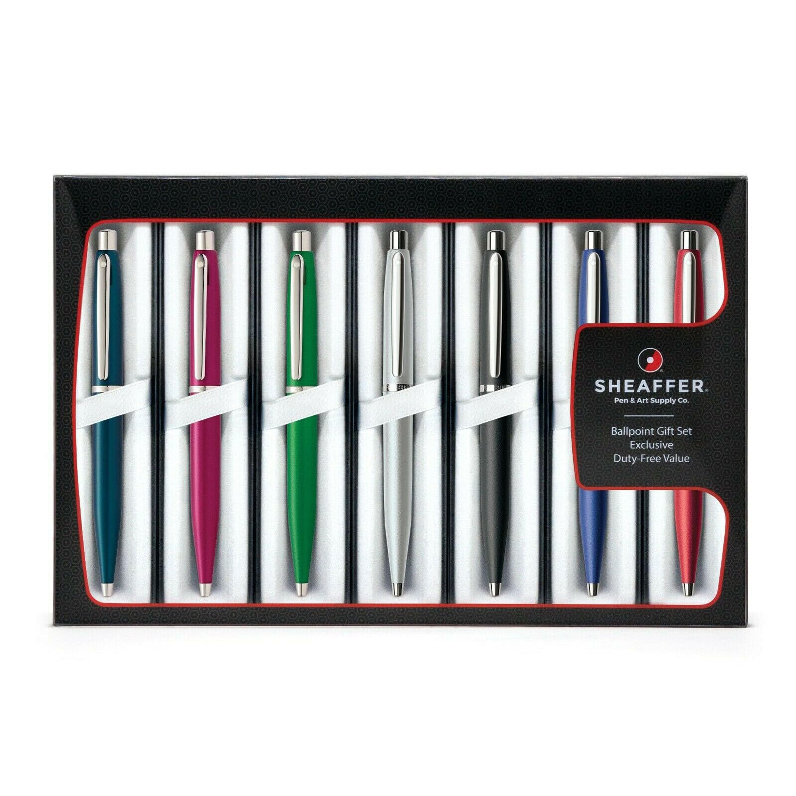 Vibrant, Fun and Modern VFM Refillable Ballpoint Pens with Polished Nickel Appointments - 7 Assorted Colors