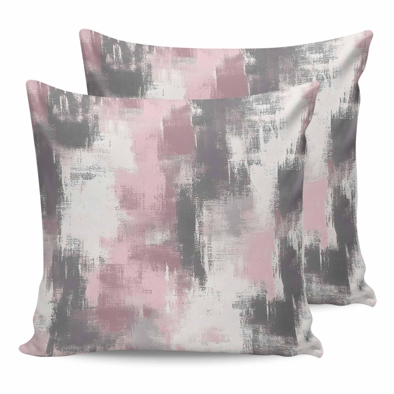 Outdoor Waterproof Pillow Covers for Patio Furniture Pink White Gray Painting Decorative Throw Pillow Covers Abstract Art Pillowcases Set of 2 Cushion