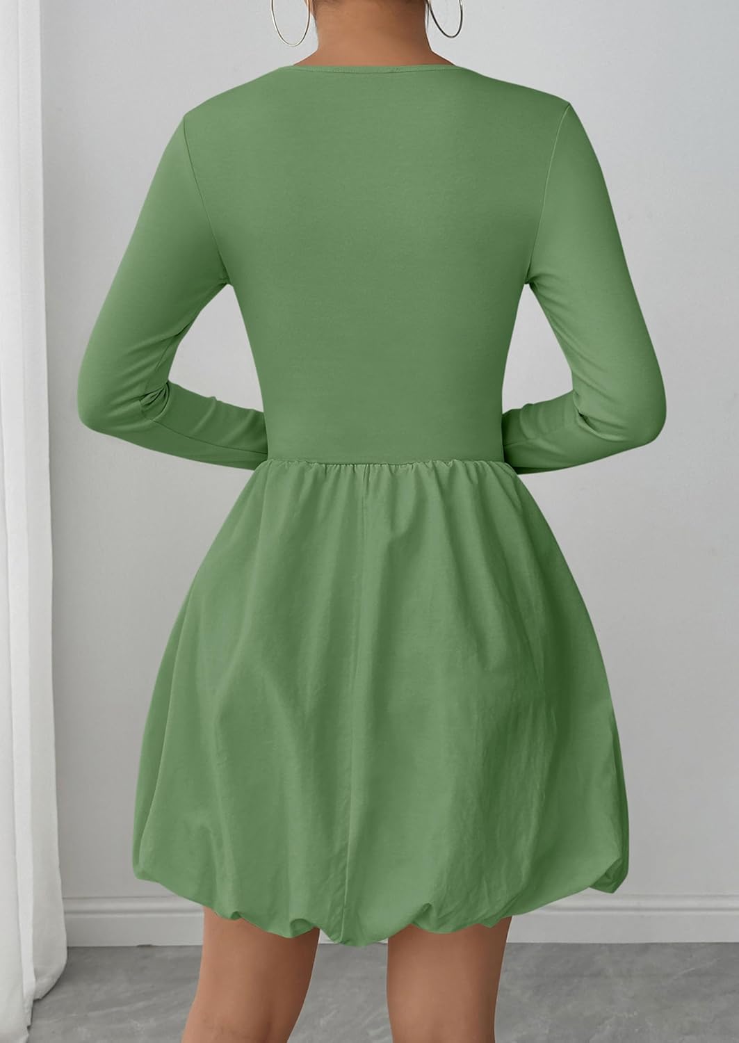 PRETTYGARDEN Fall Dresses for Women 2026 Casual Long Sleeve Bubble Cute Crew Neck A Line Mini Short Dress with Pockets - Image 6