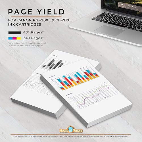 Miniatura 3 de Houseoftoners Paquete de 2 cartuchos de tinta remanufacturados de alto rendimiento de repuesto para Canon PG210XL negro PIXMA iP2700, iP2702, MP240,