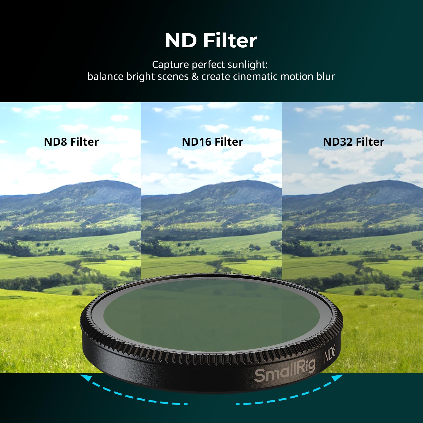 SMALLRIG Kit filtri per DJI Osmo Action 6, 6 pezzi ND8 ND16 ND32 CPL UV 1/4 effetto Black Mist Filter, polarizzazione a scatto Neutral Density & Copriobiettivo Silicone Vetro Ottico HD 5967