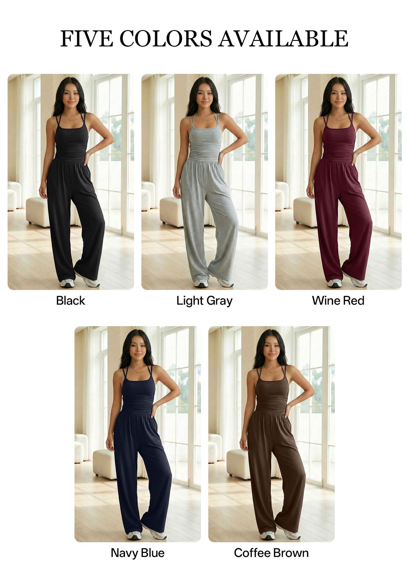 Tuta da donna One Piece con gamba larga, schiena scoperta, senza maniche, spalline sottili per estate, vacanze, tempo libero