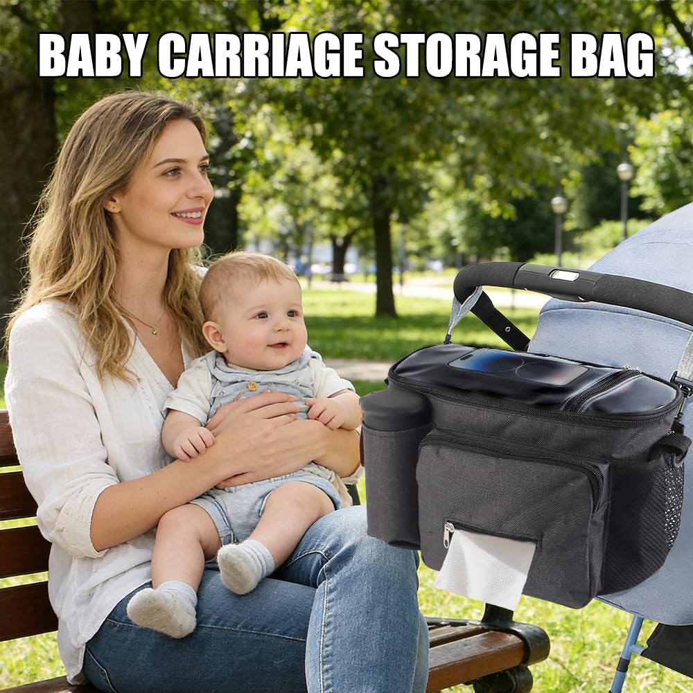 Borsa passeggino di grande capacità, Borsa passeggino universale, Viene fornito con tracolla staccabile, Proteggere da leggeri spruzzi d'acqua