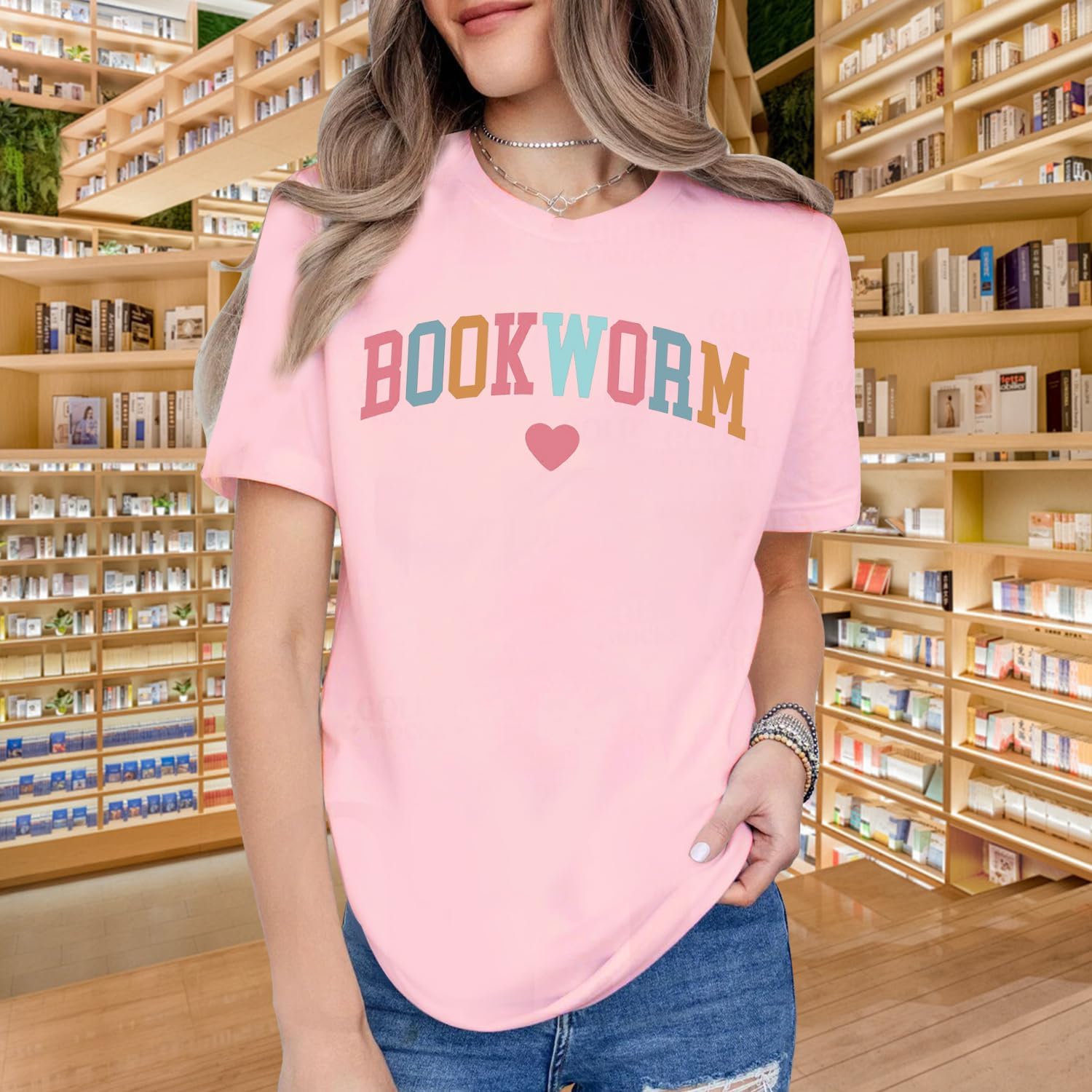 Womens Bookworm Shirts Reading Teacher T-Shirt Book Lover Tee Library Bookish Tops - Image 2