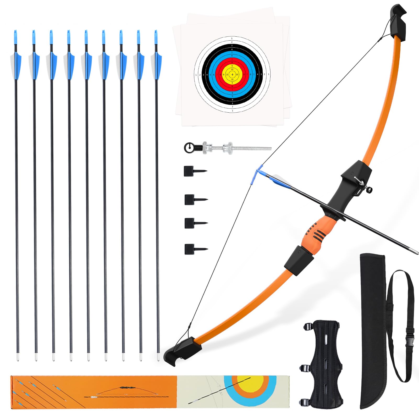 40" Youth Bow and Arrow Set for Kids 8-12 & Teens - Ambidextrous Recurve Archery Gear with Safety Arrows - Toys for Ages 8-13, Backyard Games Gift for Beginner Archers
