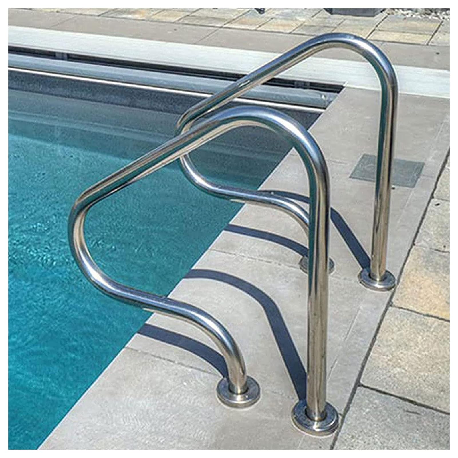 XLTFUC Pool Rail,Swimming Pool Stair Rail,304 Stainless Steel Pool Rail,with Quick Installation Base,250 Lbs Load Capacity,for Indoor Outdoor Swimming Pool Water Park