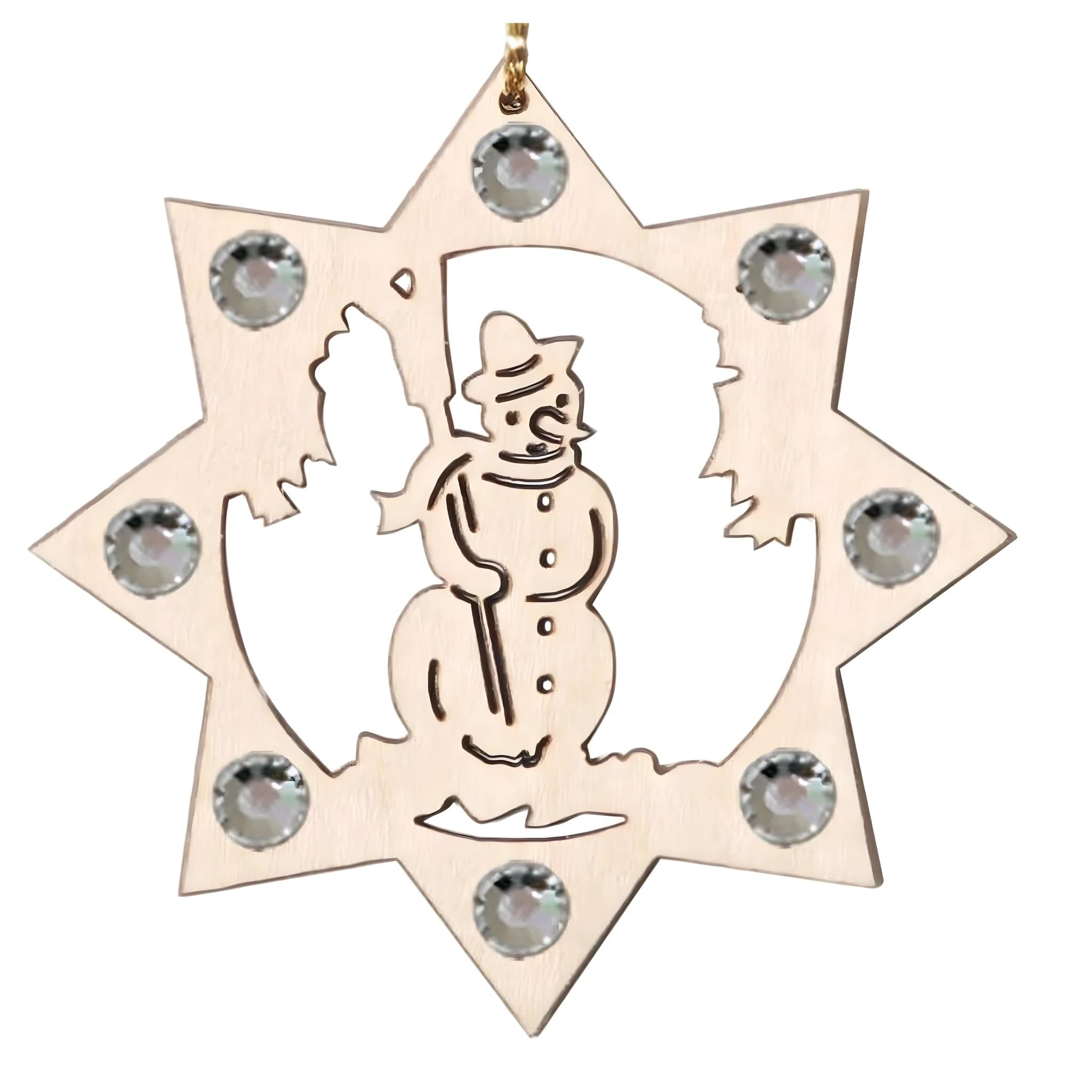 Dolfi Wooden Snowman and Swarovski Crystals | Hand-Painted Wood in Val Gardena | Religious Article