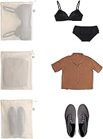 Vista 3 de Bolsas de lavandería de malla de algodón para ropa delicada, Beige