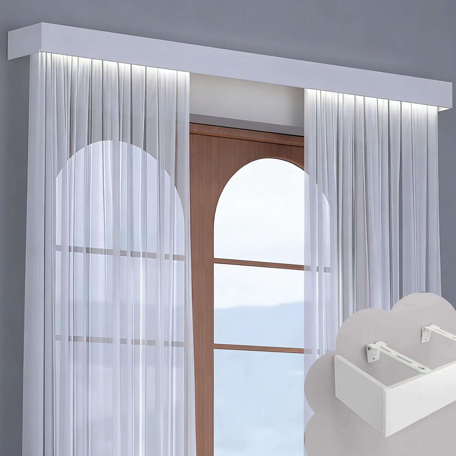 Caja decorativa de aluminio blanca de 4,2 m para salones modernos y luminosos